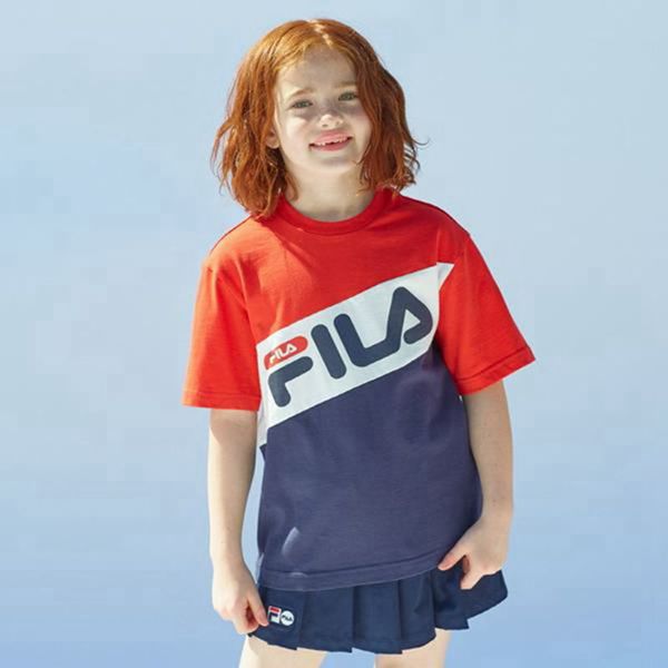 Fila Heritage S/S Boy's T-Shirts - Red/Navy,NZ 18-20347